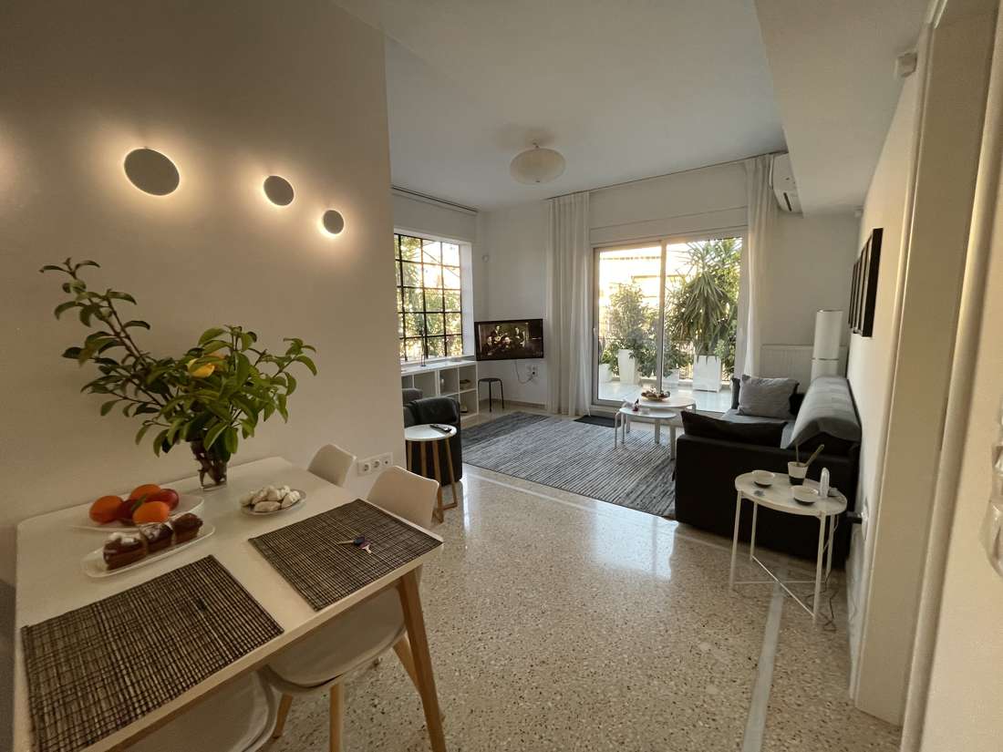 Dining area with terrazzo floors, Monastiraki, Athens