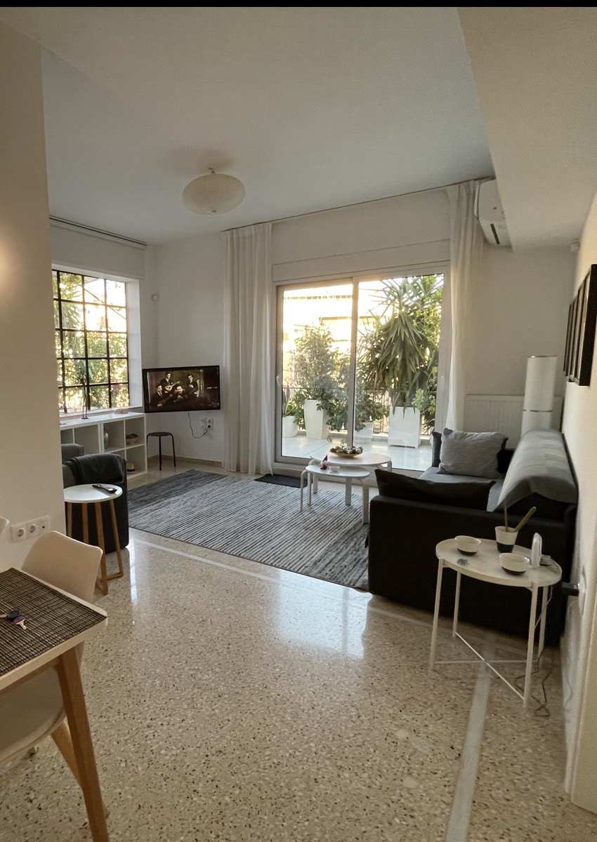 Living room with sliding doors to the veranda, Monastiraki, Athens